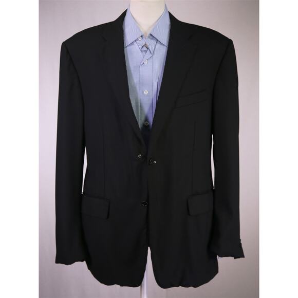 Canali 1934 Travel Water Resistant Black Woven 2-Btn Wool Blazer Jacket 44R - Picture 2 of 11